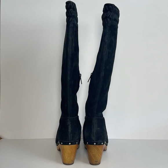 UGG Australian Rosabella Black Suede Leather Heeled Boots Women's Size 6 - Picture 3 of 10